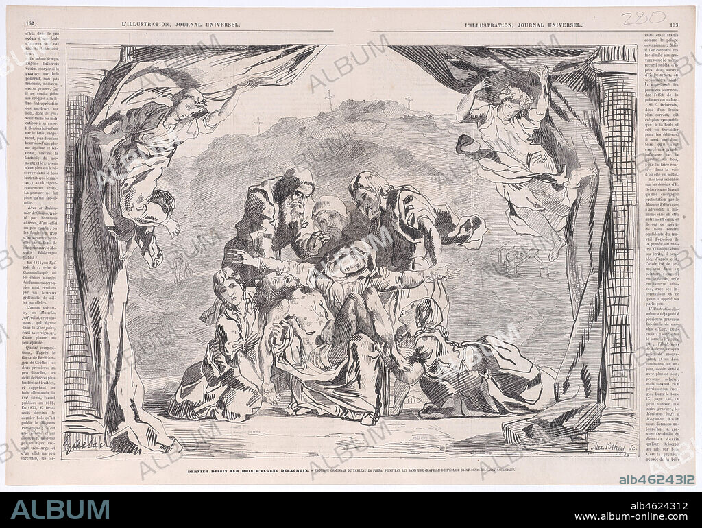 EUGENE DELACROIX et ALEXANDRE POTHEY. La Pietà, from "L'Illustration", August 29, 1863.