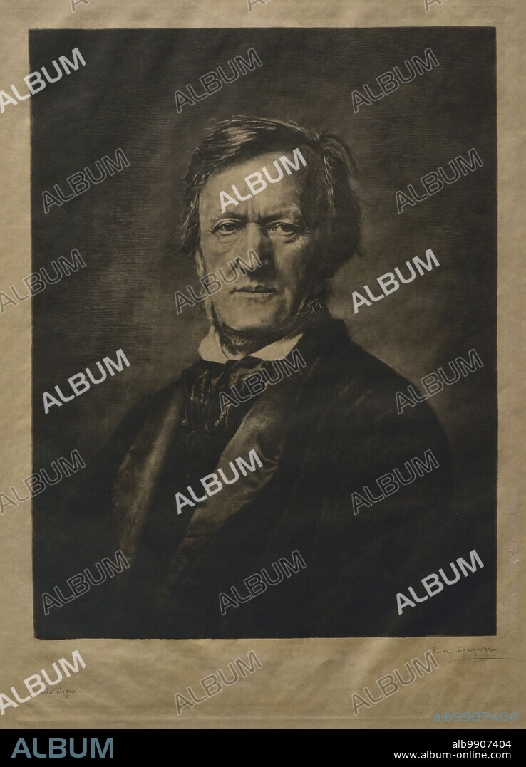 ROGELIO DE EGUSQUIZA Y BARRENA (1845-1915). SPANISH PAINTER.. Richard Wagner (1813-1883). German composer. Portrait by Rogelio de Egusquiza (1845-1915), 1882. Etching on paper, 550 x 385 mm. Prado Museum. Madrid. Spain.