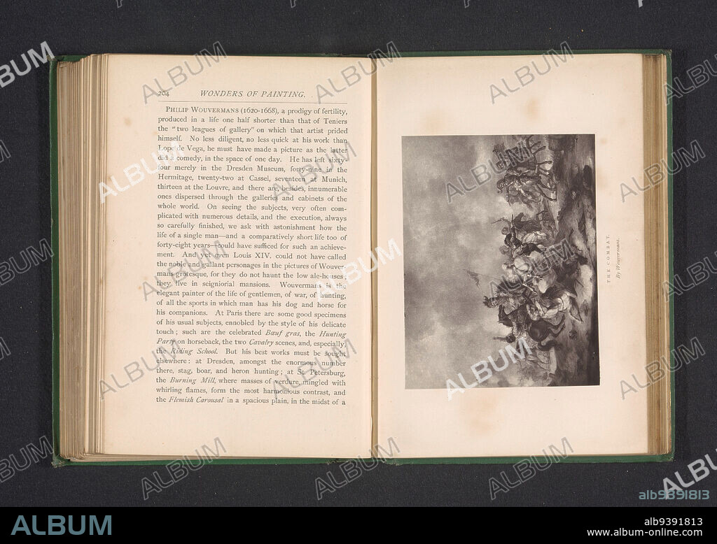 Photoreproduction of a painting of a battlefield by Philips Wouwerman, The combat. By Wouvermans, maker: anonymous, after: Philips Wouwerman, c. 1861 - in or before 1871, paper, height 95 mm × width 124 mm.