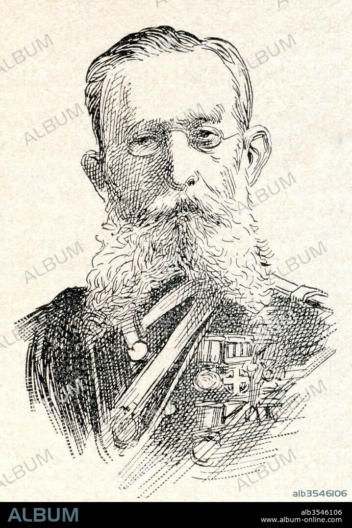 Mariano Antonio Guadalupe Escobedo de la Peña, 1826 – 1902. Mexican Army general and former Governor of Nuevo León, Mexico. From Enciclopedia Ilustrada Segui, published c. 1900.