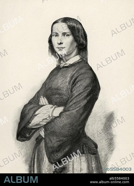 zu: Duncker, Franz liberaler Politiker, Mitgründer der Hirsch-Dunckerschen Gewerkvereine, 1822-1888. Dunckers Ehefrau Lisa. Lithographie, um 1860, von Ludwig Pietsch (1824-1911).