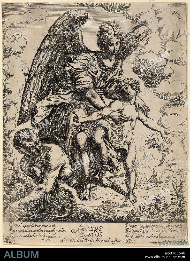 GIROLAMO IMPERIALE I. Guardian Angel. Dated: 1622. Dimensions: sheet (trimmed to plate mark): 24.8 x 19.2 cm (9 3/4 x 7 9/16 in.). Medium: etching with engraving.