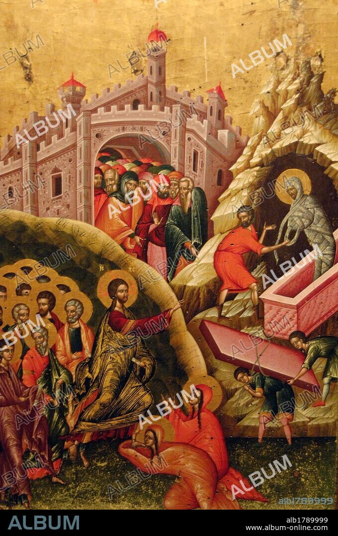 The Raising of Lazarus. 16th century. Painted by Onufri. National Museum of Medieval Art. Korce. Republic of Albania.