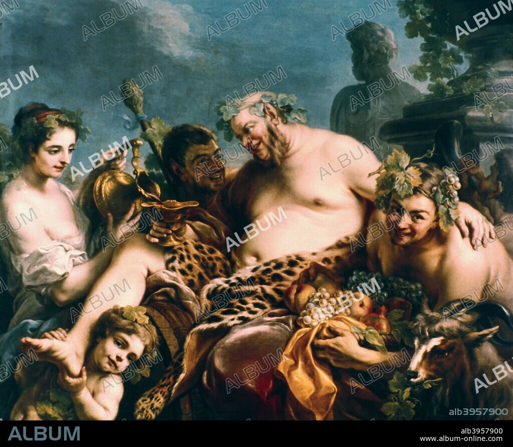 'Drunken Silenus', 1747. In classical myth, Silenus is the teacher and friend of Bacchus, god of wine. In Renaissance art he is depicted as fat, drunk and naked, a bloated lord of the revels, often needing to be helped by his followers.