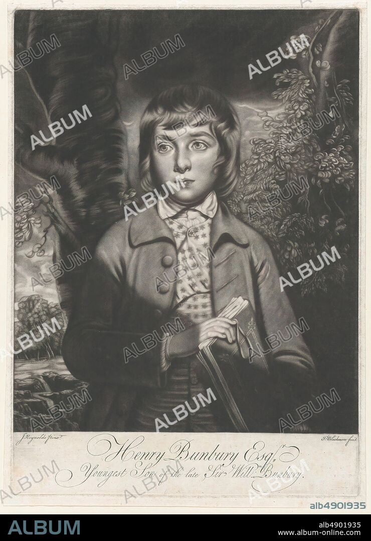 Thomas Blackmore, Henry Bunbury Esq-r., Youngest Son of the late Sir William Bunbury, Thomas Blackmore (British, London 17401780), After Sir Joshua Reynolds (British, Plympton 17231792 London), Henry William Bunbury (British, Mildenhall, Suffolk 17501811 Keswick, Cumberland), ca. 1769, Mezzotint, Plate: 14 × 9 15/16 in. (35.5 × 25.2 cm), Sheet: 14 3/8 × 10 5/16 in. (36.5 × 26.2 cm), Prints.