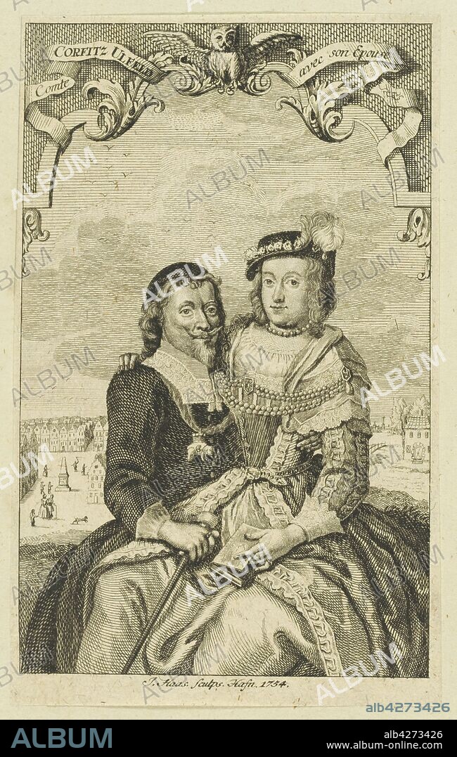 JONAS HAAS. Double portrait of Corfitz Ulfeldt and his wife Leonora Christina.