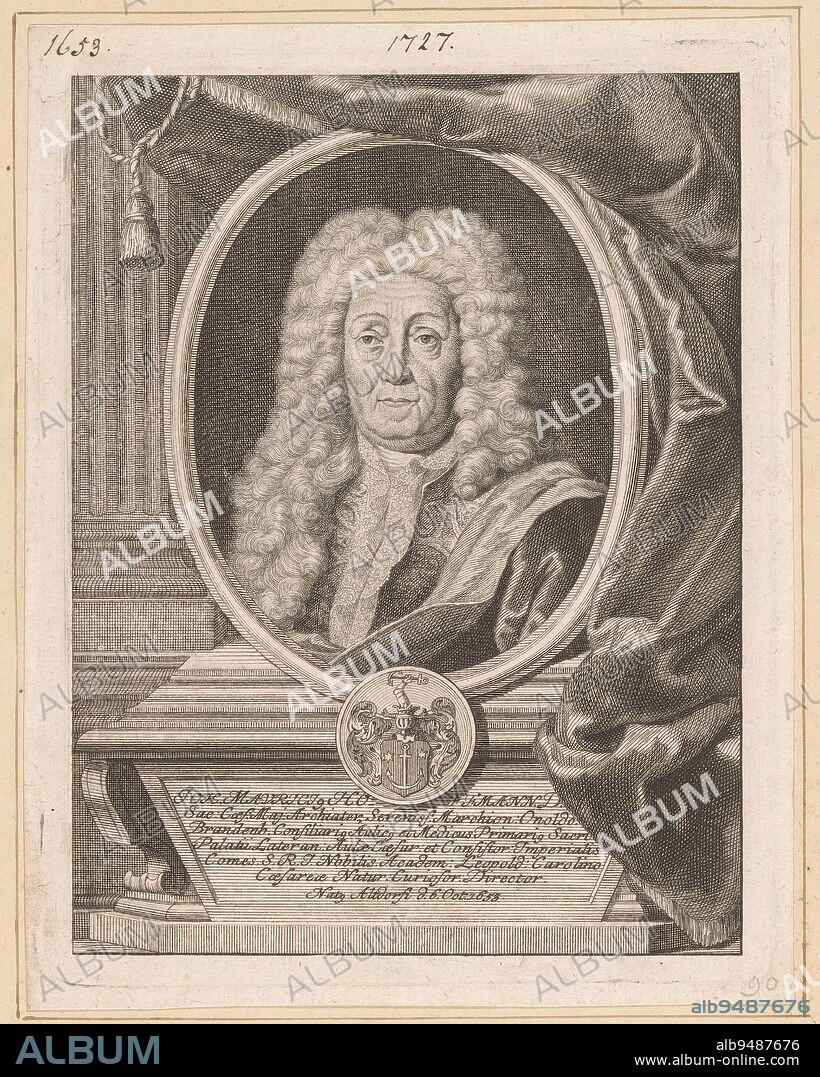 Portrait of Johann Moritz Hoffmann, Georg Lichtensteger, 1710 - 1781, print maker: Georg Lichtensteger, after: Johann Christoph Fillisch, Neurenberg, 1710 - 1781, paper, engraving, h 180 mm - w 140 mm.