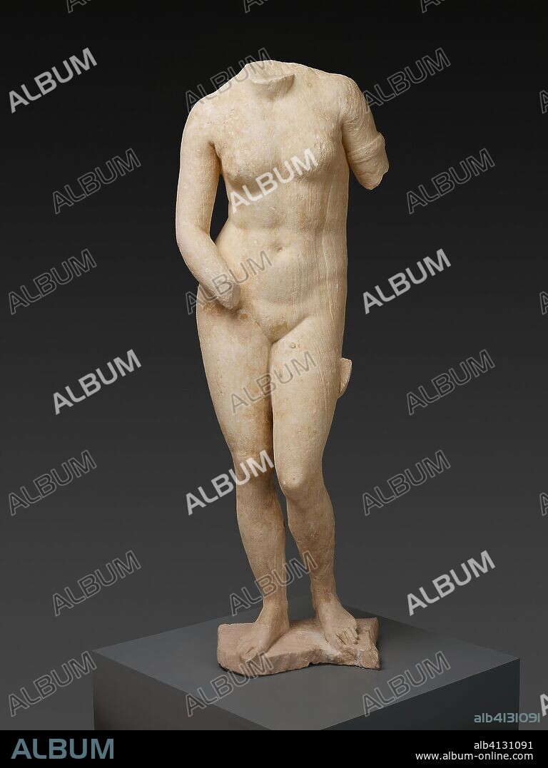 PRAXITELES. Statue of the Aphrodite of Knidos. Roman. Date: 101 AD-200 AD. Dimensions: 168 × 57.2 × 42 cm (66 1/8 × 22 1/2 × 16 1/2 in.). Marble. Origin: Piraeus.