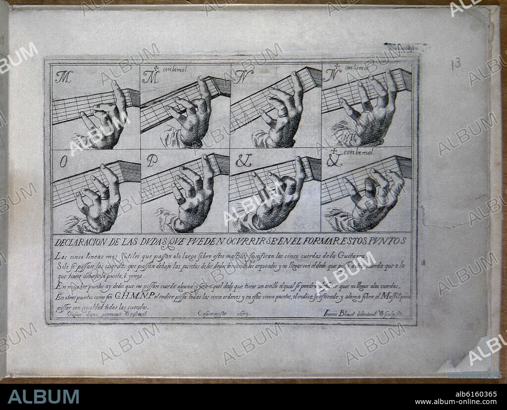 GASPAR SANZ. LA INSTRUCCION DE MUSICA SOBRE LA GUITARRA ESPAÑOLA - 1674.