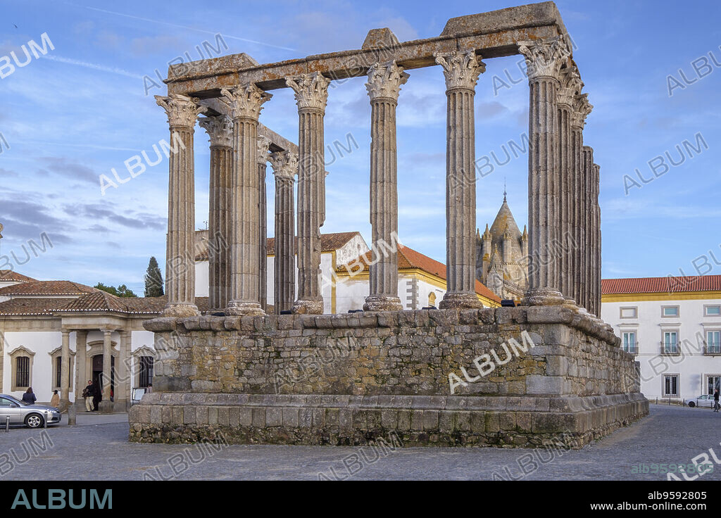 Templo romano de Évora, Templo de Diana, siglo I a.c., Évora, Alentejo, Portugal.