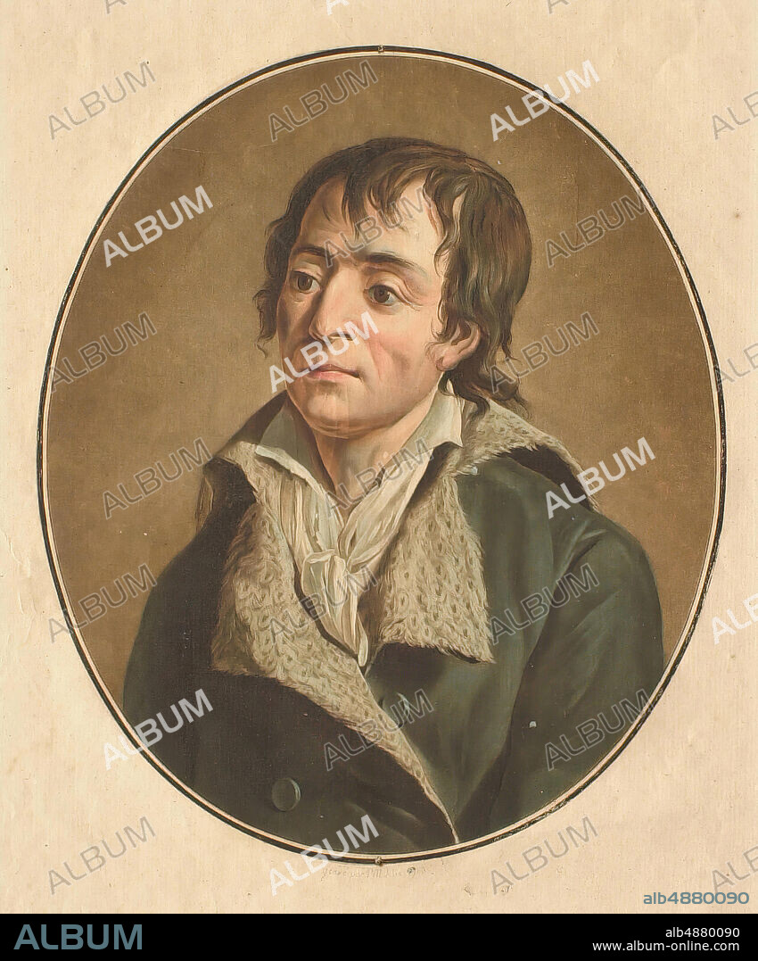 Pierre Michel Alix, French, 17521817, Portrait of Jean Paul Marat, 1793, Color aquatint on laid paper, Overall: 9 13/16 x 8 3/16 in. (25 x 20.8 cm).