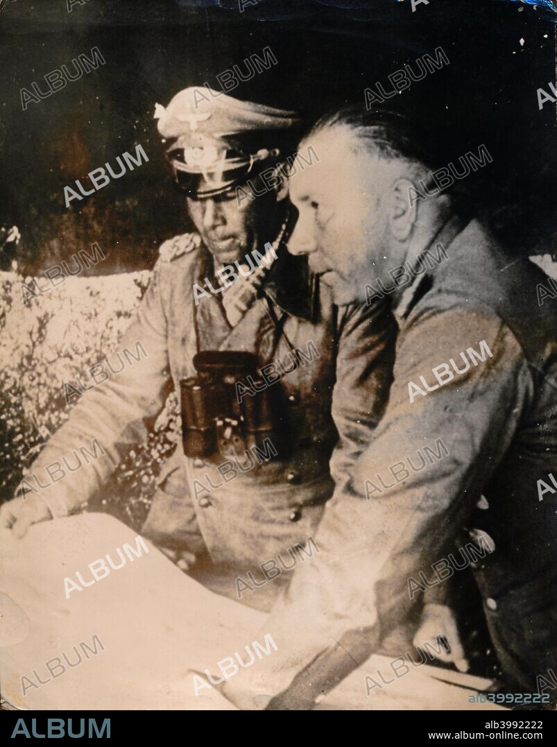 German Generals Erwin Rommel and Walther Nehring, Tunisia, World War II, c1942-c1943. One of the foremost German generals of the Second World War, Rommel (1891-1944) commanded the Axis forces in the North African campaign. Nehring (1892-1983) was one of Rommel's senior commanders within the Afrika Korps.