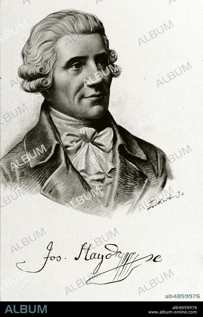 "Portrait of Franz Joseph Haydn". Lithograph based on a pencil - charcoal drawing.