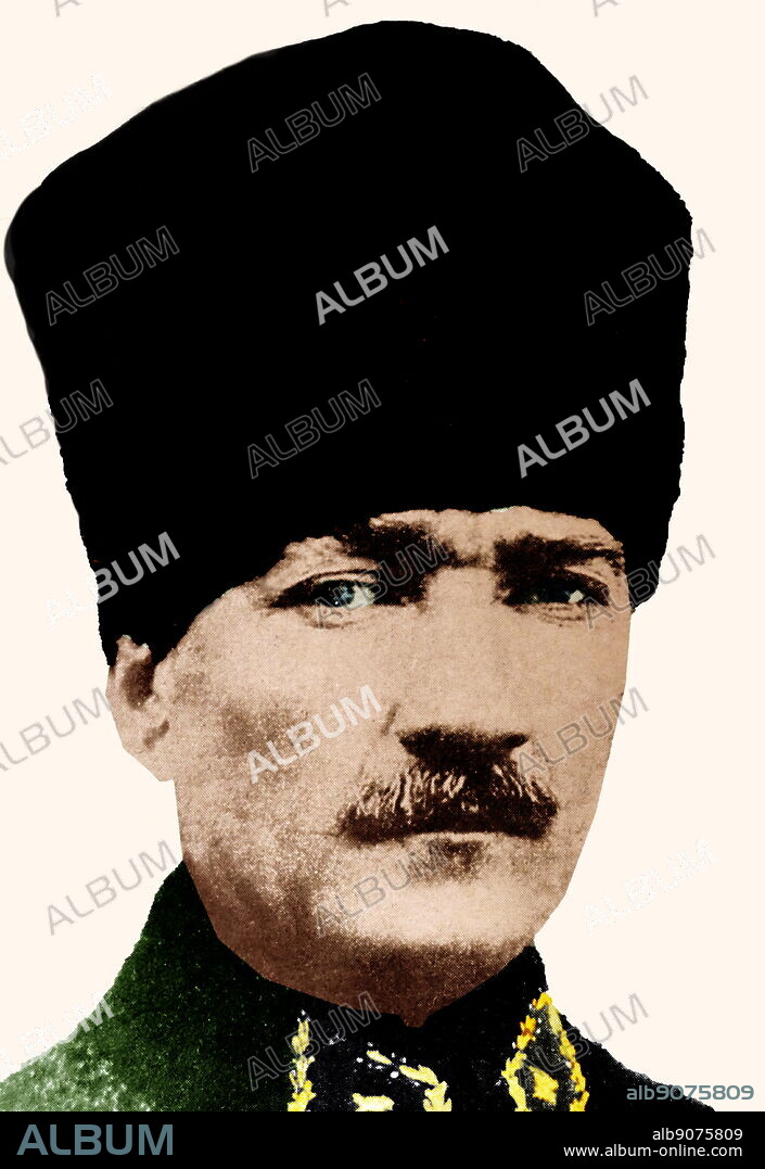 Mustafa Kemal Atatürk (1881 - 1938) Turkish army officer, revolutionary, and founder of the Republic of Turkey, serving as its first President from 1923 until his death in 1938.