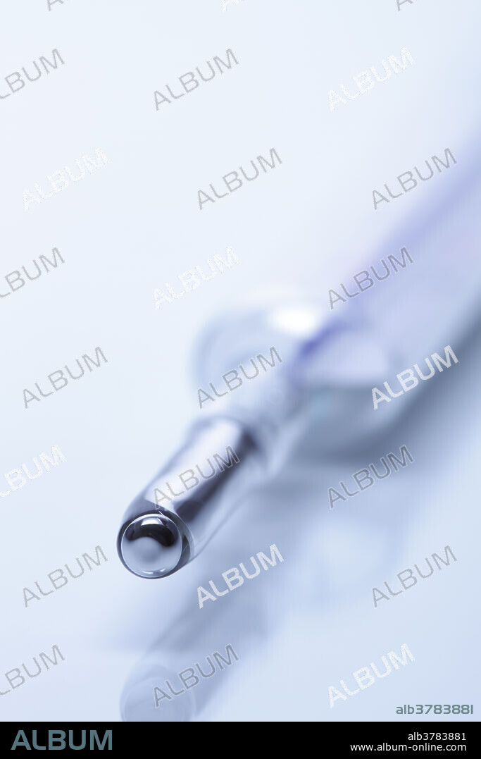 Galinstan oral thermometer. Galinstan is a eutectic alloy of gallium, indium, and tin. It is a liquid at room temperature. Galinstan is non-toxic and is used instead of mercury in thermometers.