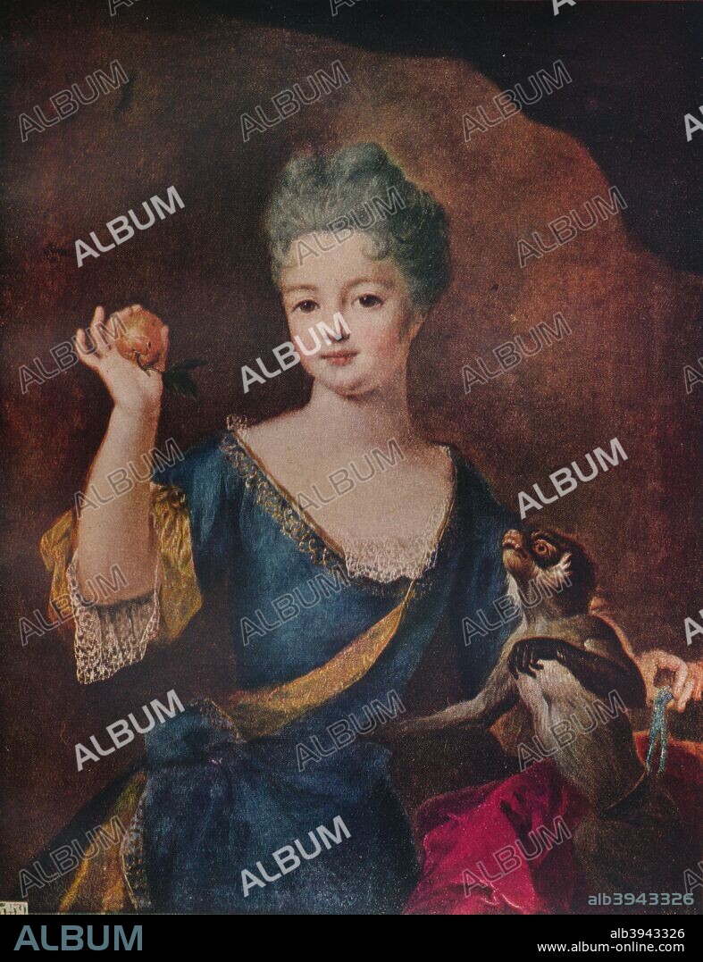 'Princess Anne De Bourbon-Conti',  17th century, (c1927). Marie Anne de Bourbon (1689-1720) was the eldest daughter of Marie Therese de Bourbon and Francois Louis, Prince of Conti. She married  Louis Henri de Bourbon. From Beautiful Children, by Haldane Macfall. [T. C. & E. C. Jack, Ltd., London, c1927].