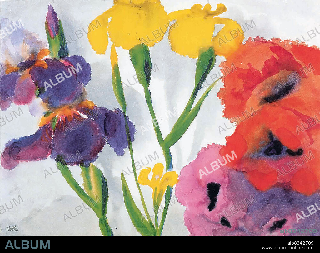 EMIL NOLDE. Irises and poppies.
