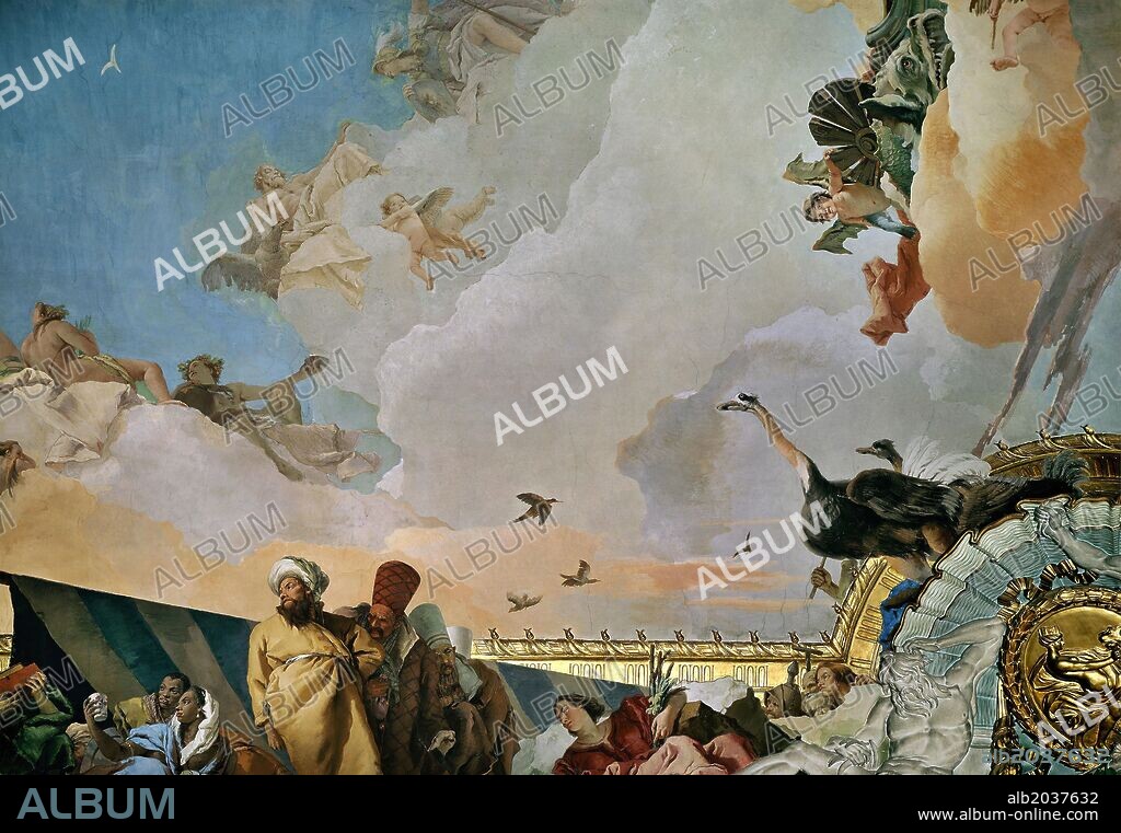 GIAMBATTISTA TIEPOLO. Giovanni Battista Tiepolo / 'Throne Room: The Glory of Spain. Allegory of Africa', 1762-1766, Fresco.