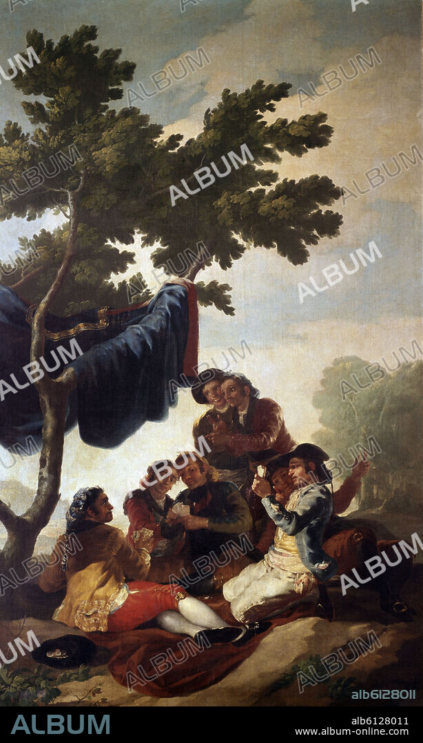 FRANCISCO DE GOYA. LOS JUGADORES DE NAIPES - 1777-1778 - O/L - 270x167 - NP 775 - CARTON PARA TAPIZ - ROCOCO ESPAÑOL.