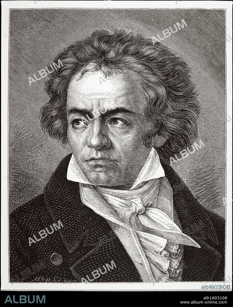 Ludwig van Beethoven   German composer (1770-1827)   Artist Unknown  Illustration.
