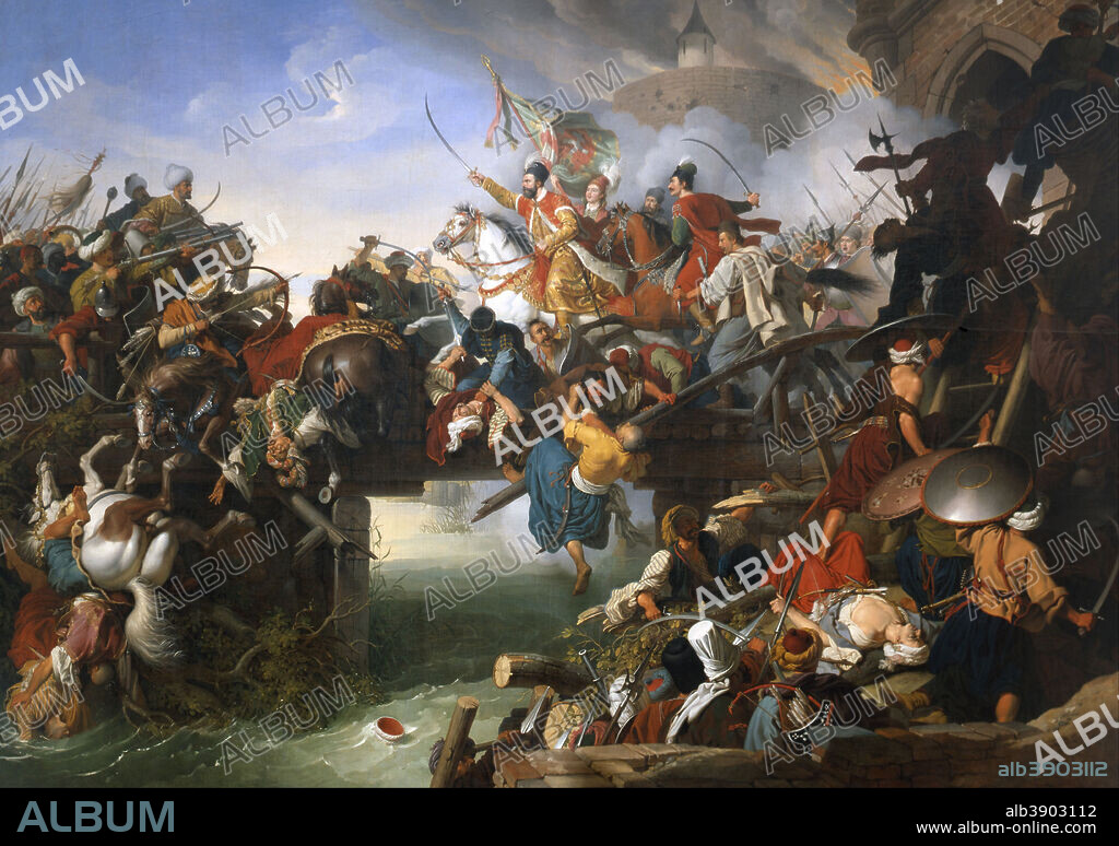 JOHANN PETER KRAFFT. Zrínyi's Charge from the Fortress of Szigetvár. Date/Period: 1825. Painting. Oil on canvas.