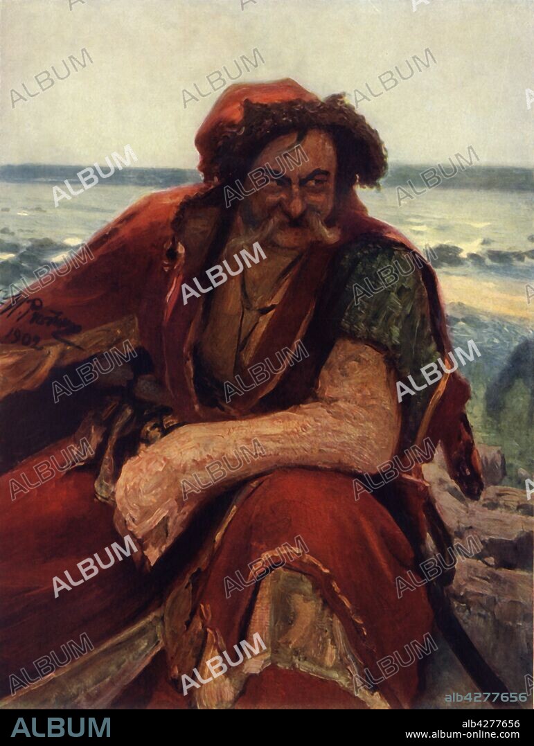 IL'YA REPIN. 'Gaydamak', 1902, (1965). From "Russian Painting of the 18th and 19th Centuries" by Vladimir Fiala. [Artia, Czechoslovakia, 1965].