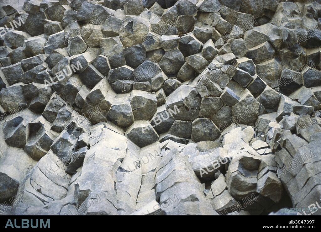 Columnar basalt lava flows in British Columbia, Canada.