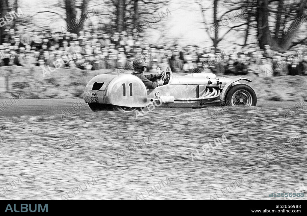 Peter Gammon in the Lotus Mark VI, finished 3rd in the British Empire Trophy Race, Oulton Park, England 10 April 1954.