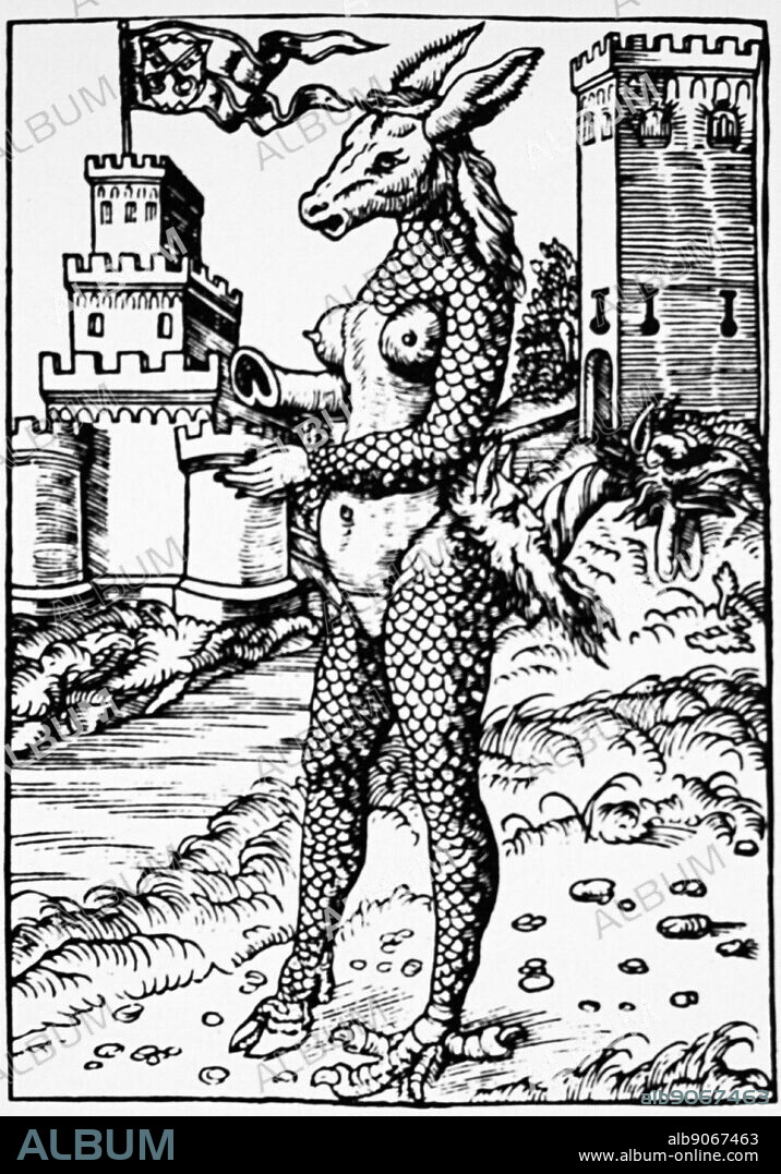 Illustration from a Lutheran tract depicting the Pope as an ass. Dated 16th Century.
