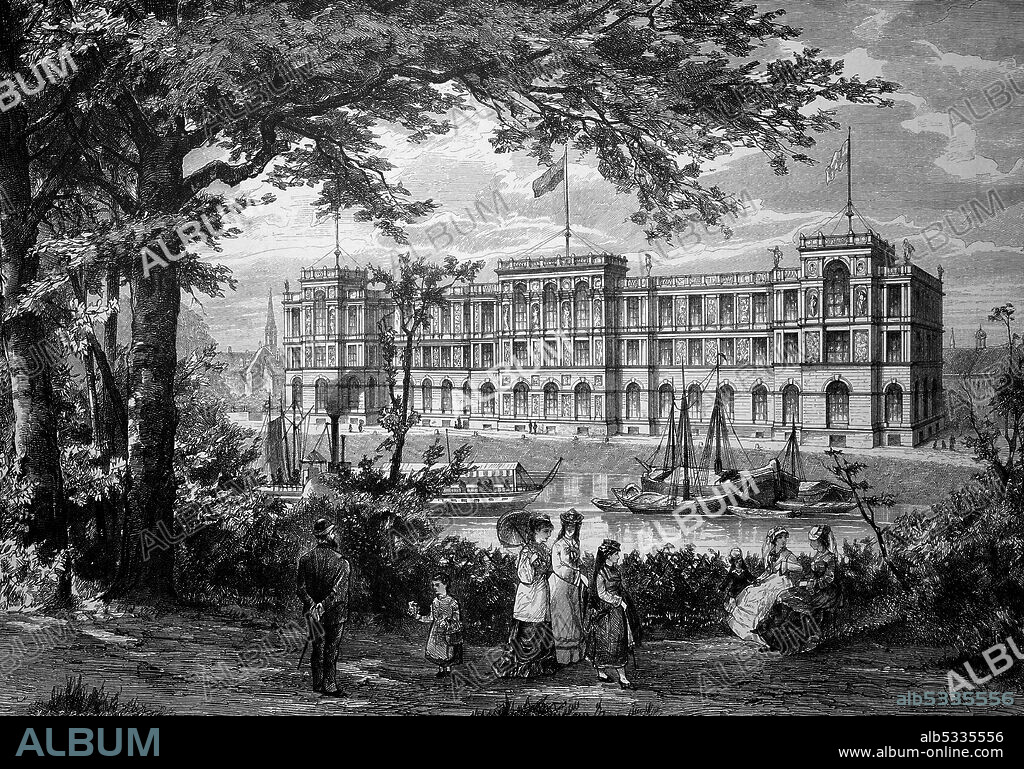 The new art academy in Düsseldorf, ca 1880, Germany  /  Die neue Kunstakademie in Düsseldorf, ca 1880, Deutschland, Historisch, historical, digital improved reproduction of an original from the 19th century / digitale Reproduktion einer Originalvorlage aus dem 19. Jahrhundert,.