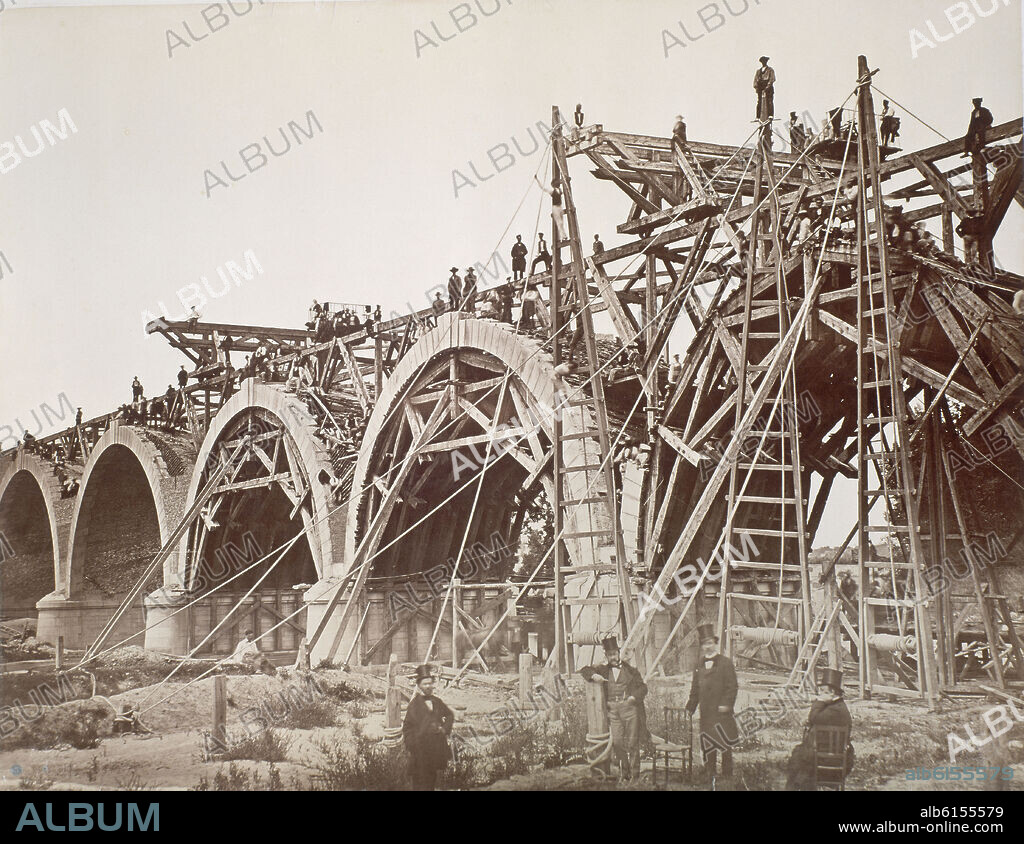 CHARLES CLIFFORD (1819-1863). CONSTRUCCION DEL PUENTE DE LOS FRANCESES EN LA LINEA NORTE - 1861.