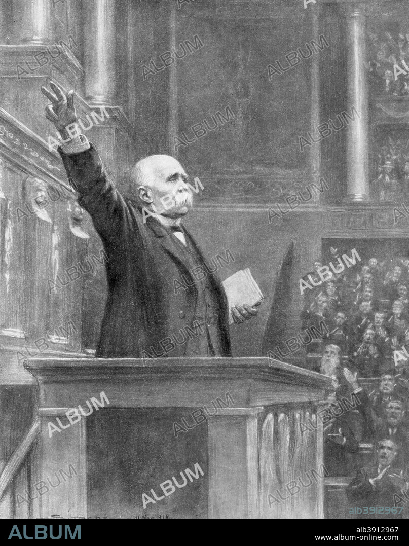 French Prime Minister Georges Clemenceau announces the end of the war, 11am, 11 November 1918 (1926).