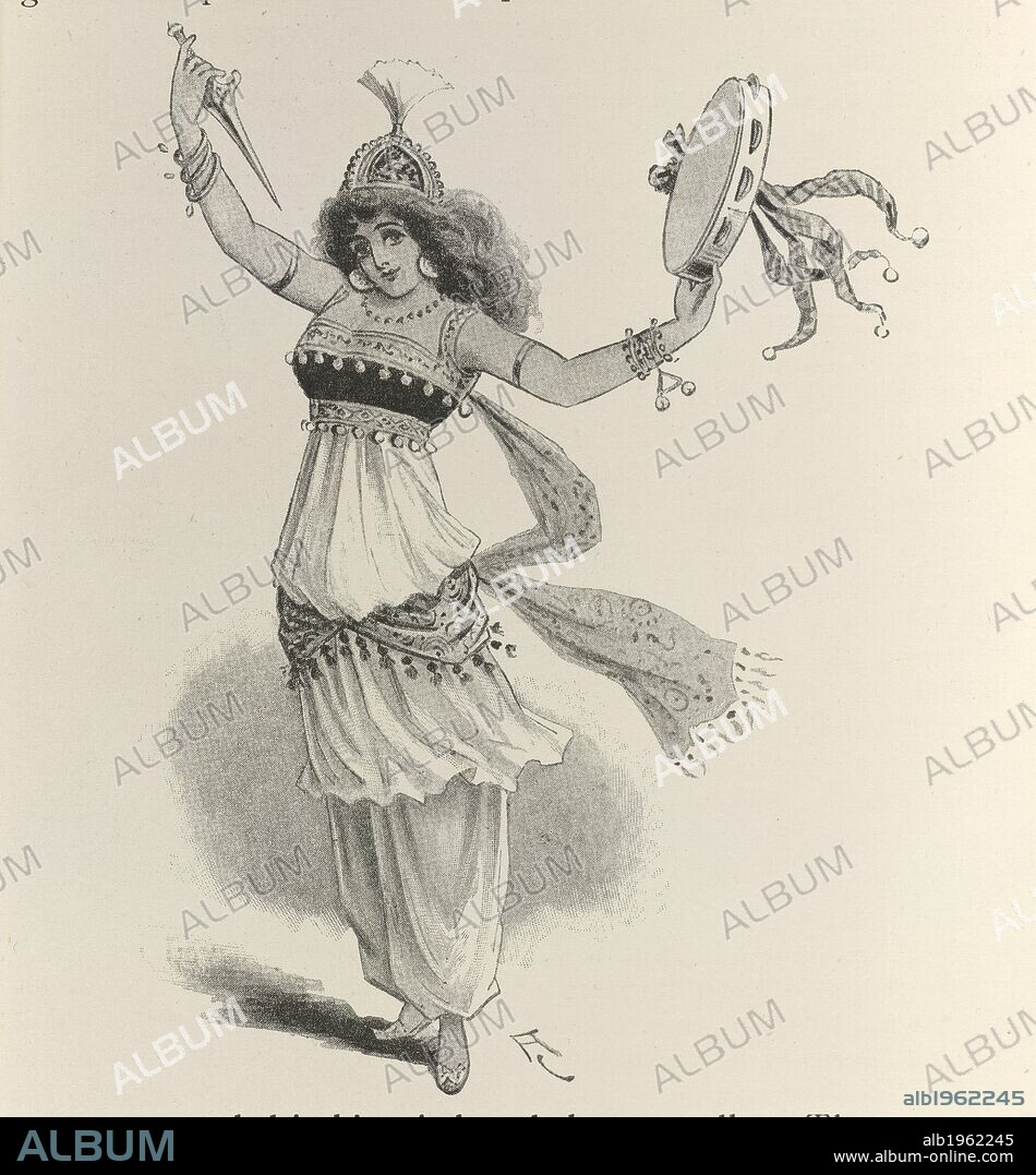 ARCHIBALD CHASEMORE. Morgiana. Ali Baba and the Forty Thieves. Griffith, Farran & Co.: London, [1891.]. Morgiana dancing, holding a tambourine.  Taken from: Ali Baba and the forty thieves.  Published by Griffith, Farran & co, London, 1891. . Source: 12800.f.45.(10). Language: English.