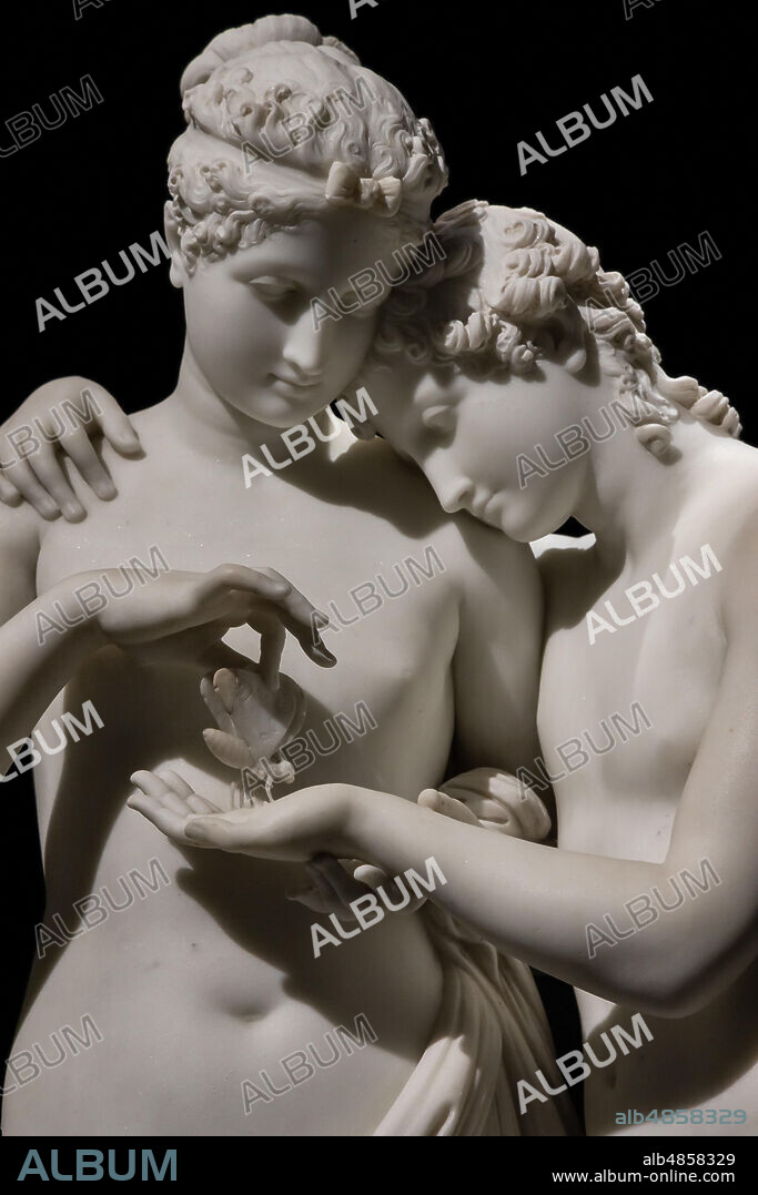 "Cupid and Psyche", 1800-3, by Antonio Canova (1757 - 1822), marble statue. Detail.