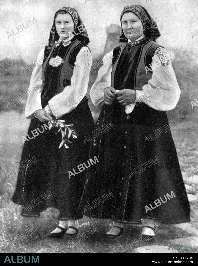 Latvian women in traditional costume, 1936. From Peoples of the World in Pictures, edited by Harold Wheeler, published by Odhams Press Ltd (London, 1936).