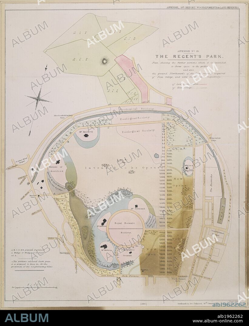 The Regent's Park. A plan of Regent's Park. . Source: Maps.Crace.14.33,. Language: English.