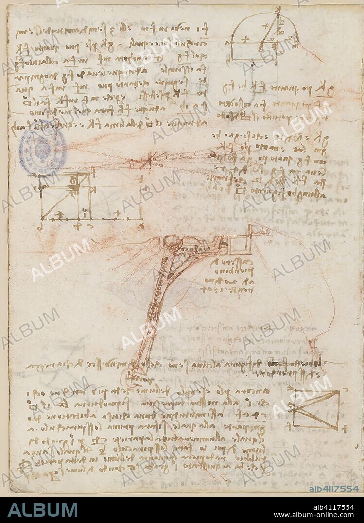 LEONARDO DA VINCI. Folio f 24v. Codex Madrid II (Mss. 8936) "Tratado de fortificación, estática y geometría". 158 folios (316 págs.); formato interior: 210 x 145 mm. INGENIERÍA CIVIL, CONSTRUCCIÓN. MATEMÁTICAS. ANOTACIONES PERSONALES. INGENIERÍA MILITAR, FORTIFICACIONES. PERSPECTIVA, ÓPTICA, PINTURA, DIBUJO. REFERENCIAS TOPOGRÁFICAS.