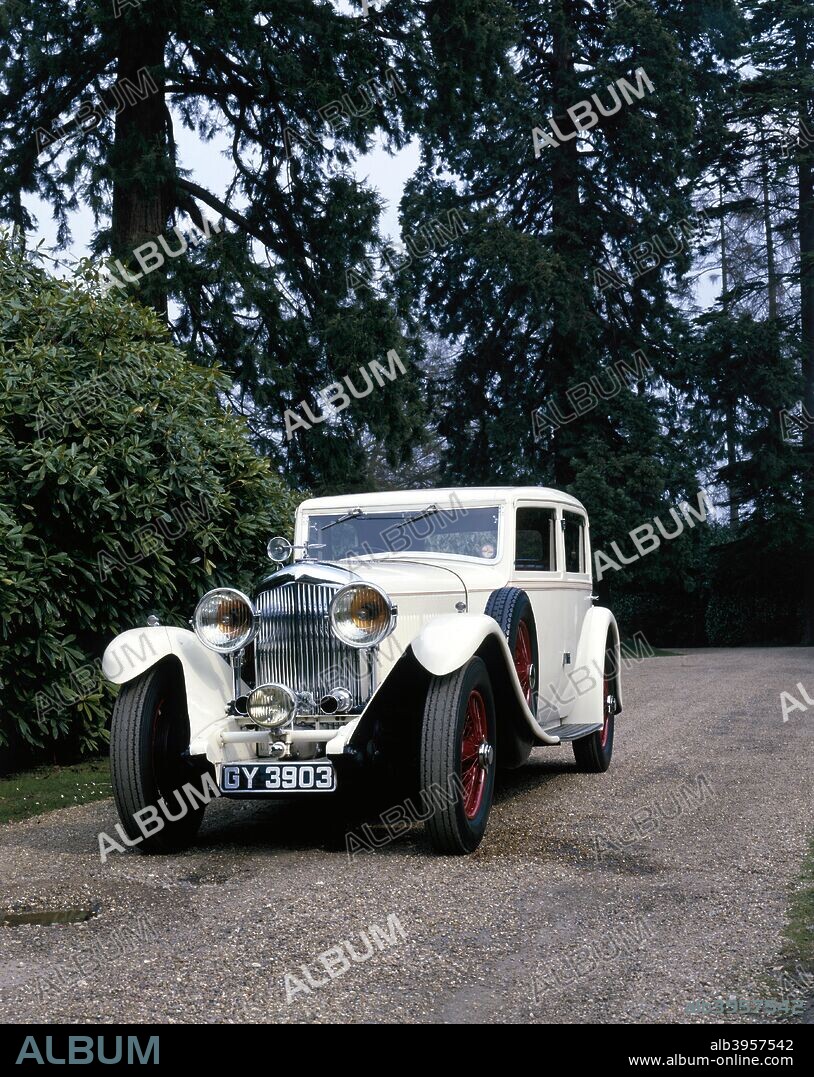 A 1930 Bentley 8 Litre saloon with a Mulliner body. This was the largest British motor car at the time, and only a 100 were made. The coachbuilder HJ Mulliner was established in 1900 and created bodies for motor cars for almost all renowned manufacturers of the time.