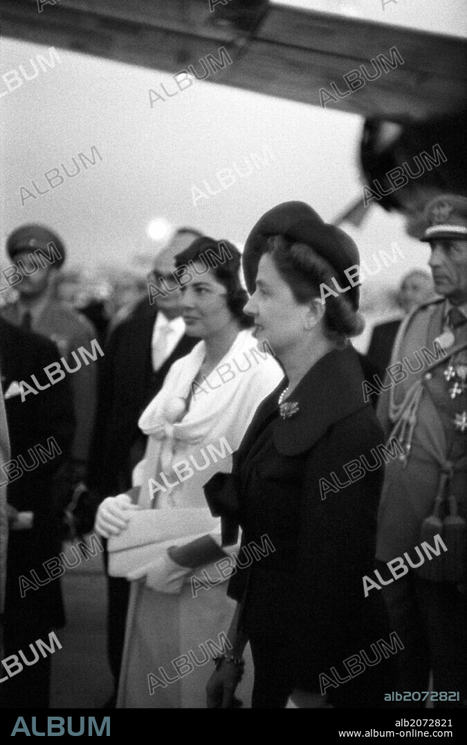 Carla Gronchi with Soraya. Carla Gronchi, Italian politician and President of the Italian Republic Giovanni Gronchi's wife, standing beside Her Imperial Highness Princess Soraya of Iran (Soraya Esfandiyari Bakhtiyari). Tehran, September 1957.