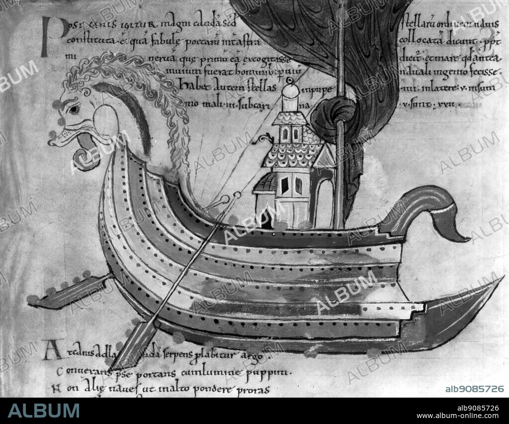 Anglo-Saxon view of a dragon ship, from a tenth century manuscript. The Opening of the World by David Divine, page 55.