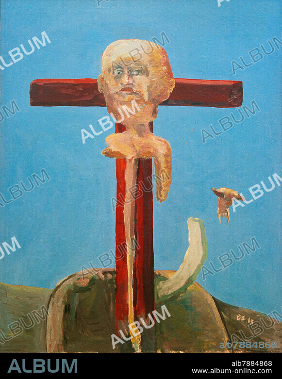 EUGEN SCHÖNEBECK. Schönebeck, Eugen geb. 1936. "Das Kreuz", 1963. Öl auf Leinwand, 162,5 × 131 cm. Inv. Nr. 55.990.4.1. Straßburg, Musée d'Art Moderne Contemp.