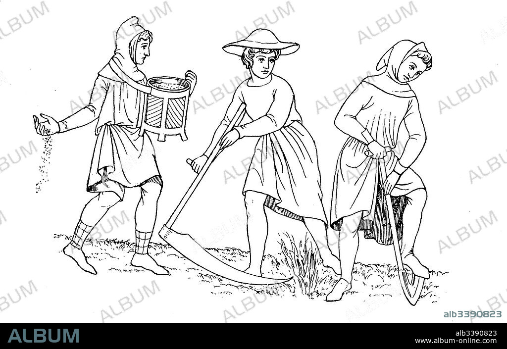 Gugel-costume, A gugel was a type of hood with a trailing point, popularly worn in medieval Germany, niederer Staende, field worker, 14. century, History of fashion, costume story.