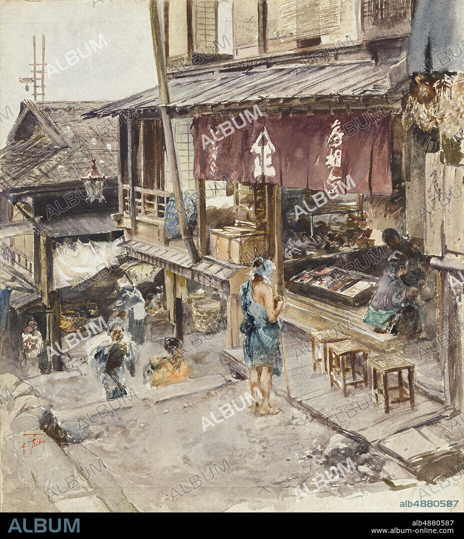 Robert Frederick Blum, American, 18571903, A Street in Ikao, Japan, III, 1890, Watercolor and white gouache over pencil on paper, Overall: 12 1/16 x 10 7/8 in. (30.6 x 27.6 cm).