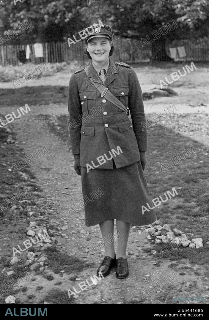 Private Mary Churchill -- Private Mary Churchill photographed in her uniform today. Mary Churchill, the youngest daughter of the Prime Minister, is now a private in the A.T.S., and is undergoing training at a depot in the Southern Command. She is training with Miss Judith Montague, whose mother is a cousin of Mrs. Churchill. September 27, 1941. (Photo by Topical Press).