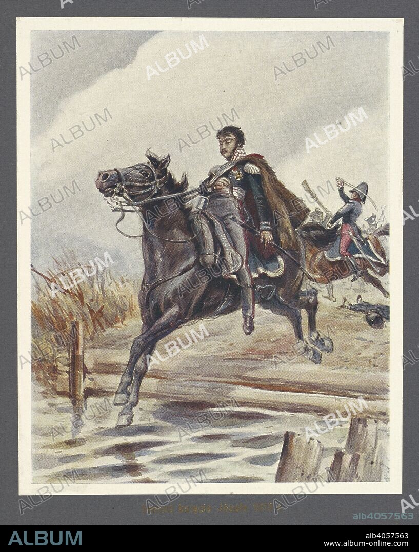 BRONISLAW GEMBARZEWSKI and A. M. SKALKOWSKI. ÅšmierÄ‡ ksiÄ™cia JÃ³zefa'. (Death of JÃ³zef). Prince Poniatowski was drowned trying to cross the River Elstermuhlgraben, after a retreat from Leipzig. KsiÃ³Ä…zÌ‡Ã³Ä™ JÃ³zef (Prince JÃ³zef). Ilustracye kolorowe podÅ‚ug obrazÃ³w Br. Gembarzewskiego. [With plates, including portraits.]. Bytom, 1913. Source: 10797.d.2 plate opposite page 432.