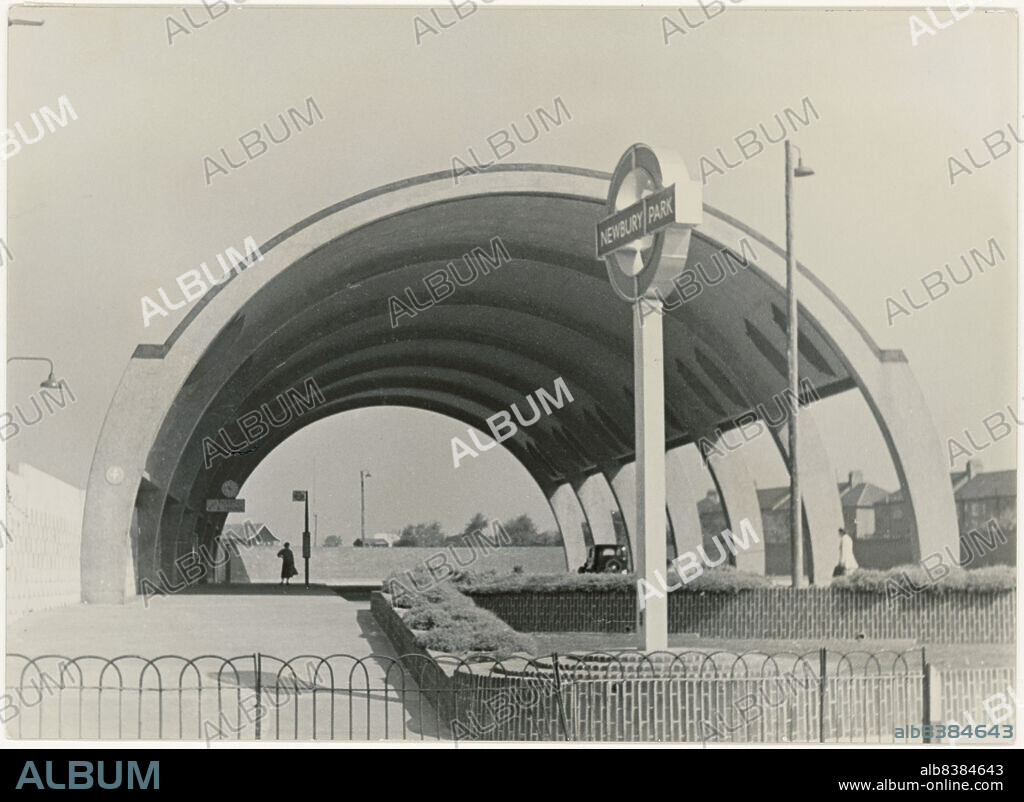 ANTHONY SHERWOOD BROOKS NEW. Newbury Park Bus Station, Eastern Avenue, Newbury Park, Redbridge, Greater London Authority, 1952. View from Eastern Avenue of Newbury Park Bus Station. Newbury Park Bus Station was designed by the architect Oliver Hill in 1937, although it was not constructed until after the Second World War. It received a Festival of Britain Award in 1951.