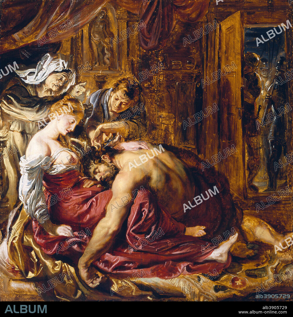 PETER PAUL RUBENS. Samson and Delilah. Date/Period: 1604/1614. Painting. Oil on panel. 50.5 × 52.1 cm (19.8 × 20.5 in).