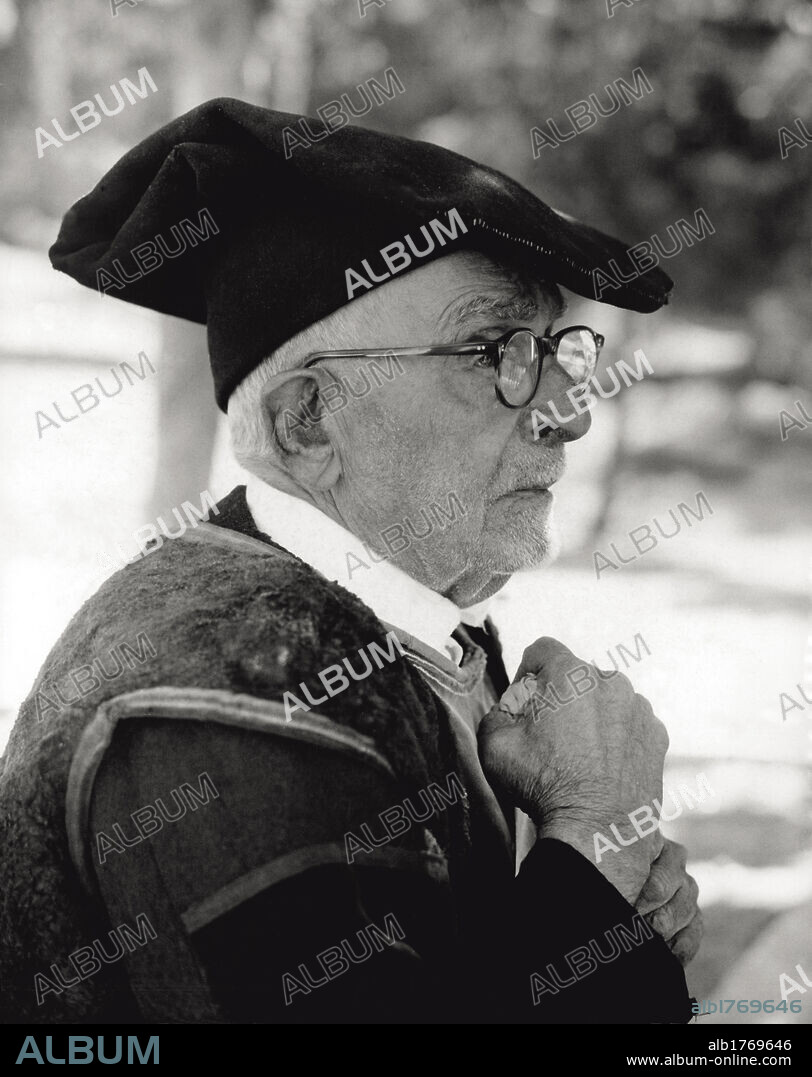 Old Sardinian man. An old Sardinian man wearing the typical costume of the Barbagia shepherds. Sardinia, July 1963.