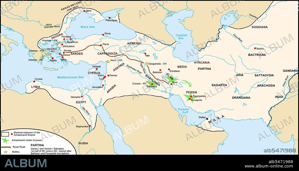 The Persian Royal Road was an ancient highway reorganized and rebuilt by the Persian king Darius the Great (Darius I) of the Achaemenid Empire in the 5th century BC. Darius built the road to facilitate rapid communication throughout his empire. The course of the road has been reconstructed from the writings of Herodotus, archeological research, and other historical records. It began in the west in Sardis (on the Aegean coast of Lydia, about 60 miles east of Izmir in present-day Turkey), traveled east through what is now the middle northern section of Turkey, (crossing the Halys according to Herodotus) and passed through the Cilician Gates to the old Assyrian capital Nineveh (present-day Mosul, Iraq), then turned south to Babylon (near present-day Baghdad, Iraq). From near Babylon, it is believed to have split into two routes, one traveling northeast then east through Ecbatana and on along the Silk Road, the other continuing east through the future Persian capital Susa (in present-day Iran) and then southeast to Persepolis.