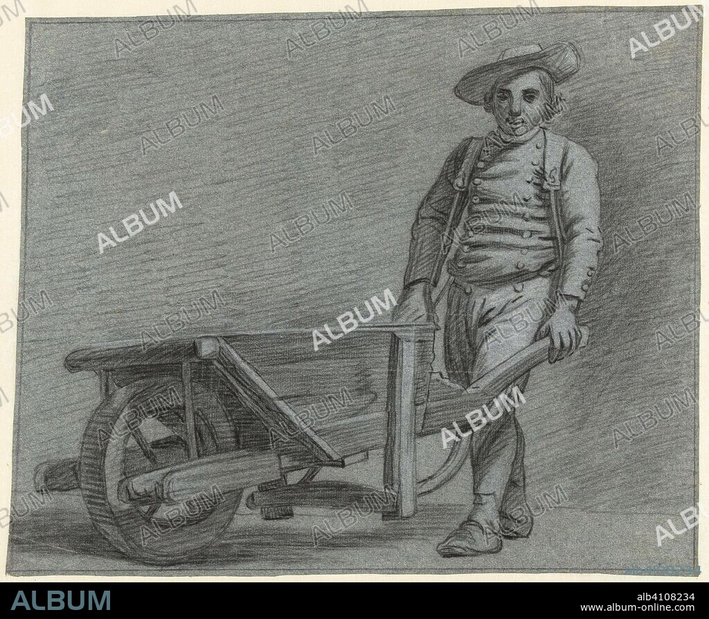 Standing man with wheelbarrow. Draughtsman: Jordanus Hoorn. Dating: 1763 - 1833. Measurements: h 275 mm × w 330 mm.